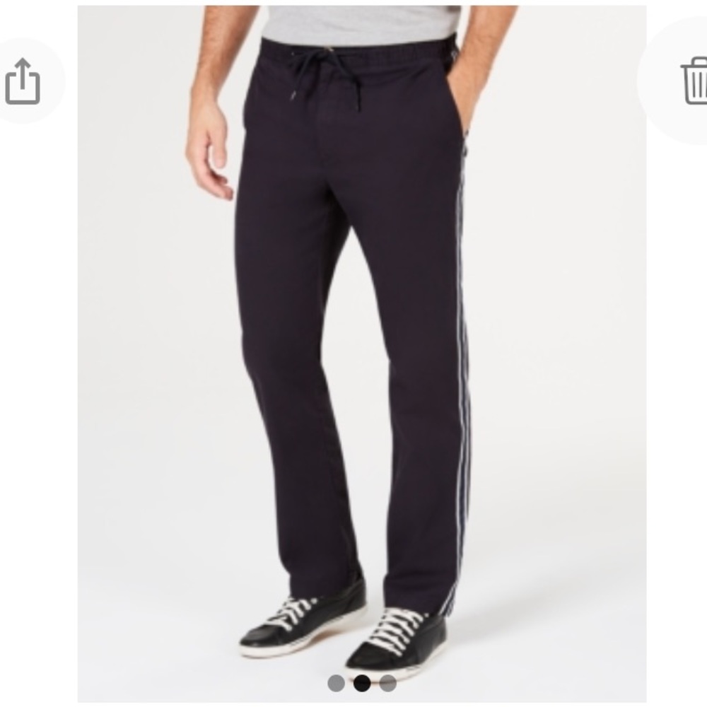 NEW Club Room Mens Casual Trouser Pants, Size Large, Navy with White Side